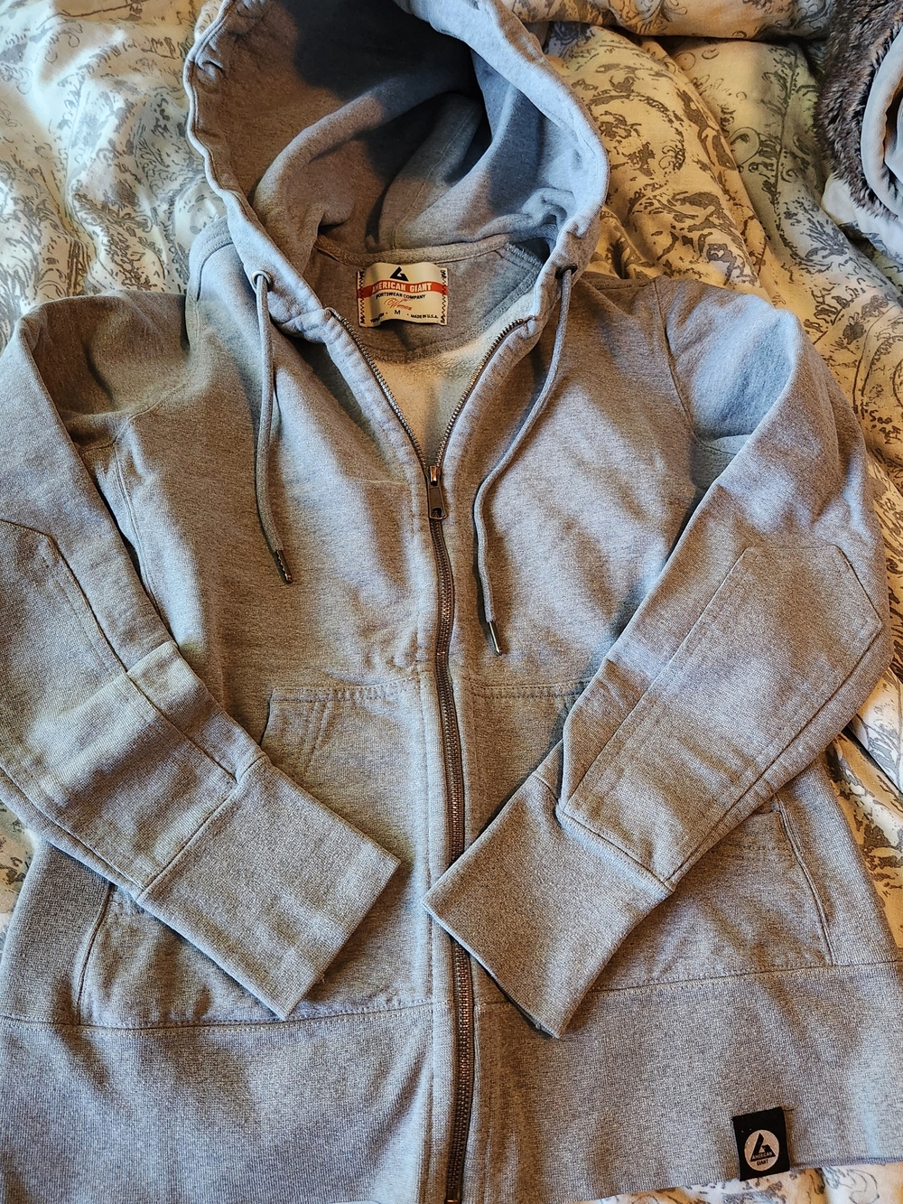 American Giant Light Gray Women's Full-Zip Hoodie